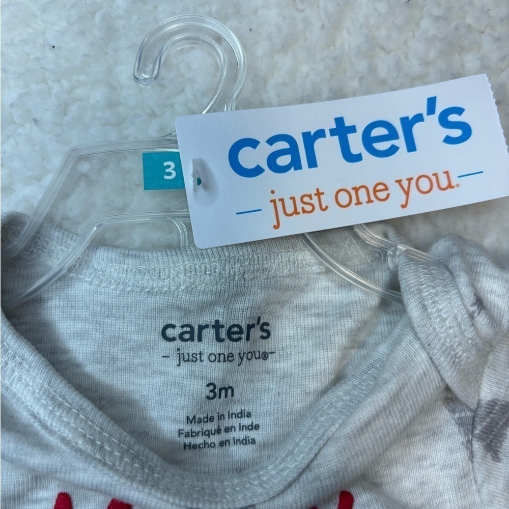 Carter’s Baby Light Gray Merry & Bright Onesie and Pant Set - Picture 3 of 7